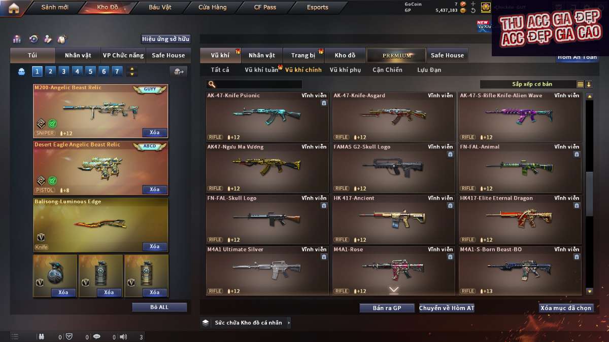 shop acc cf uy tin gia re